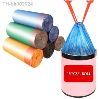 ☜✹ 1Roll High Quality Trash Bags Garbage Bag Storage Kitchen Garbage Box 15pcs/roll Household Disposable PE Drawstring Handles