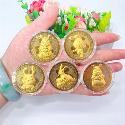 2023 New Year Gold Coin Twelve Zodiac Rabbit Commemorative Coin Collection Gift Decorative Coin Collection Spring Festival Decor