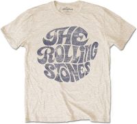 Rolling Stones Mens Vintage 70s Logo Short Sleeve T-Shirt Beige