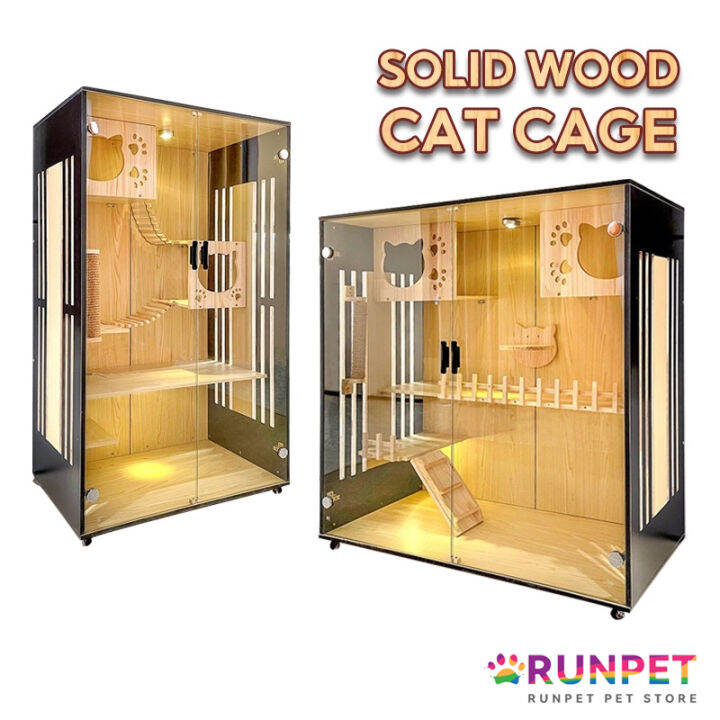 RUNPET Cat Cage Cat Villa Solid Wood Super Large Luxury Cat House