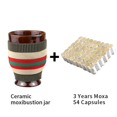 1 Set of Cloth Cover Ceramic Moxibustion Pot Manual Moxa Massage Pot Moxa Burner Moxibustion Can Chinese medical acupuncture