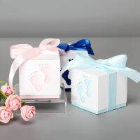 【packing shop】5Pcs Baby Feet Candy ของขวัญกล่องวันเกิด First Communion Girl Boy Baby Shower Favors Dragee Baptism เค้กกล่องบรรจุภัณฑ์