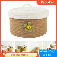 Paqiakoi Lidded Toys Basket Basket Rope Rope Rope Basket Basket Round Round Woven Storage Basket