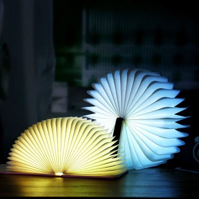 3D Folding Creative LED Night Light RGB Color USB Recharge Wooden Book Light Decor Bedroom Desk Table Lamp Brithday Gift