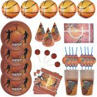 Basketball club Disposable Tableware set Napkin Plates Cups Sport boy Basketball enthusiast Birthday Party ballons decoration