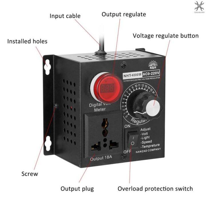 จัดส่งใน-1-2-วัน-เครื่องควบคุมแรงดันไฟฟ้ากระแสสลับ-220v-4000w-เครื่องควบคุมแรงดันไฟฟ้า-scr-แบบพกพาขนาดกะทัดรัดมอเตอร์เครื่องควบคุมความเร็วอิเล็กทรอนิกส์ตัวควบคุมอุณหภูมิลดแสง-scr-เครื่องควบคุมแรงดันไฟ