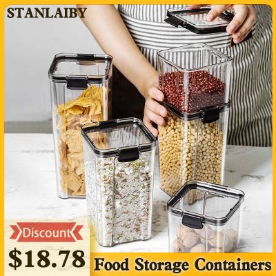 1SET Airtight Food Storage Containers Set with Lids, Plastic Dry Food Canisters Kitchen Pantry Organization and Storage,Black