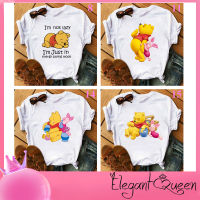 เสื้อยืดผู้หญิงการ์ตูน Winnie หมีพูแขนสั้นความคิดสร้างสรรค์น่ารักด้านบน