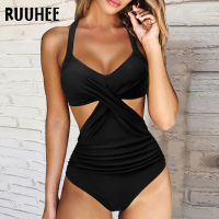 RUUHEE Swimsuit Women Swimwear Solid Tummy Control Bathing Suit Swimming Summer Beachwear Leopard Monokini 2022