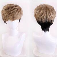 Anime Killing Stalking SangWoo Wig Sang Woo Short Linen Brown Black Ombre Heat Resistant Cosplay Costume Wig + Wig Cap Picture Hangers Hooks