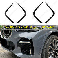 For BMW X5 G05 M Sport 2019-2022 Car Front Bumper Lip Spoiler Fog Lamp Lights Frames Gloss Black Trim Grille Stickers ABS Tuning