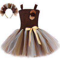 Wild Lion Tutu Dress for Girls Jungle Party Birthday Dress Up Child Carnival Halloween Cosplay Animal Lion Costume Kids Clothes