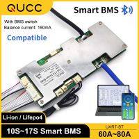 Qucc 60A 80A 10S 12S 13S 14S 15S 16S 17S Smart BMS 36V 48V 60V Lithium Battery Balance Module With Switch Bluetooth APP Uart NTC TV Remote Controllers