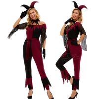 [COD] New adult clown costume circus role-playing red and black jumpsuit