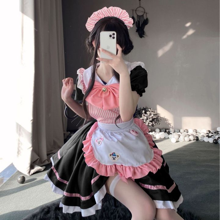 ชุดแม่บ้านสองมิติ-cos-แม่บ้านน่ารักสำหรับวันฮาโลวีน-lolita-ชุดเดรสโลลิต้า-cosplay-เสื้อผ้า