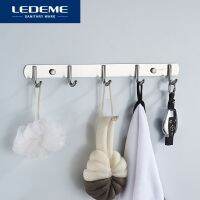 LEDEME Hook Kitchen Wall Cabinet Hook Bathroom Storage 5 Hooks Up Wall Rails Towel Shelf Rack L70201 5