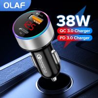 38W USB Type C Car Charger Fast Charging PD USB Car Chargers For iphone Xiaomi Samsung AFC SCP QC 3.0 4.0 LED Car Phone Charger Car Chargers