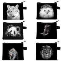 Cool Black White Wild Animals Print Coin Bag Women Portable Wallet Children Money Bags Mini headset bag