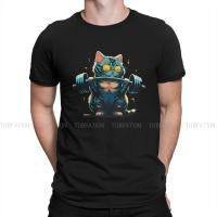 Weightlifting Gym 100% Cotton Tshirt A Cute Cat In The Gym Elegant T Shirt Homme Men Clothes Printing Big Sale