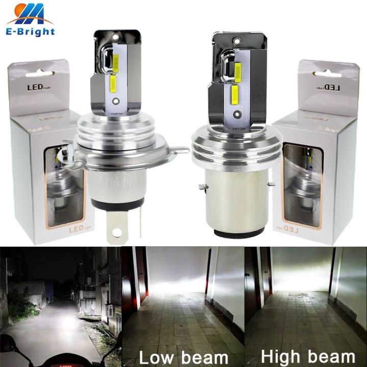 H4 LED Headlight Bulb Motorcycle, 9003 HB2 LED Light 6000K White for High  and Low Hi/Lo Beam 1860 CSP LED Chips