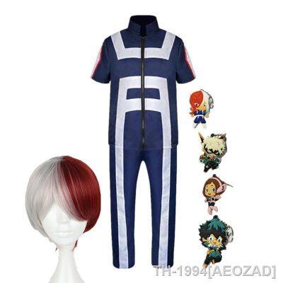 AEOZAD Mha anime cosplay fantasia para homens e mulheres trajes de ginástica escolar เครื่องแบบ roupa com 4 chaveiros ฮาโลวีน