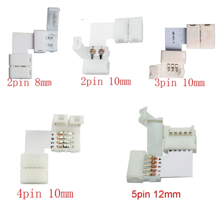 5set L Shape 2pin 3pin 4pin 5pin Led Connector For Connecting Corner Right Angle 5050 Smd Rgb 