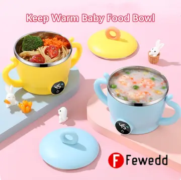 Keep Warm Baby Food Bowl with Lids, Baby Insulated Bowls to Keep Food Hot,  Stainless Steel Baby Feeding Bowl Keep Warm, USB Charging Electric Food  Warmer for Babys Child Teen 