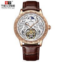 ⌚นาฬิกานาฬิกากลไก Tourbillon สำหรับผู้ชายแบรนด์สุดหรูสลักนาฬิกาสำหรับผู้ชายย้อนยุคทองคำสีกุหลาบ Relogio Masculino