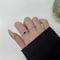 2PCSSet Simple Thin Circle Design Black Love Ring Index Finger Ring Tail Ring