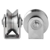 2pcs V Groove Wheel Stainless Steel Pulley Roller Duplex Bearing Super-Silent Sliding Gate Roller Wheel Heavy Duty Traction