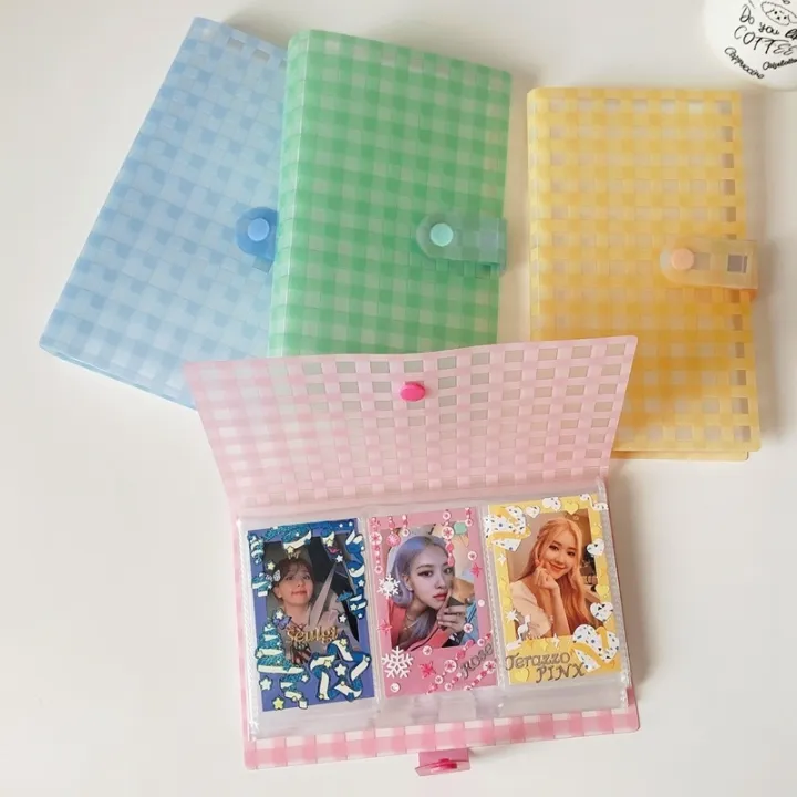 ins-kpop-photocard-holder-book-korean-photo-card-holder-kawaii-photo-album-plaid-idol-photo-album-card-collect-book