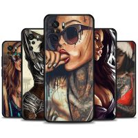 Phone Case for Xiaomi Redmi Note 10 Pro 5G 8 8T 9 9T 9S Cover for Redmi 7 7A 8A 9A 9C 9T Funda Capa Sexy Sleeve Tattooed Girl Electrical Safety