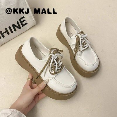 KKJ MALL British Style Small Leather Shoes Womens 2022 Spring New Wild Thick Bottom Sponge Cake Lace Round Head Japanese Jk Mary Jane Shoes