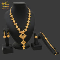 Dubai Gold Jewelry Sets For Women Egyptian Designer Luxury Necklace Earring Wedding Bride Fashion Ring Bracelet Wholesale