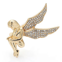 Wuli &amp; Baby rhinestone Angel เข็มกลัดสำหรับผู้หญิง unisex 2สี Fairy FIGURE PARTY causal เข็มกลัด Pin ของขวัญ