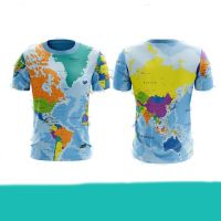 2023 [สินค้ามีจำหน่าย] แขนสั้นไมโครไฟเบอร์เสื้อยืดระเหิดแผนที่โลก / แผนที่ Eboq ทั่วโลก / ระเหิดเสื้อ