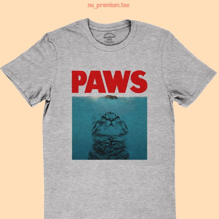 การออกแบบเดิมเสื้อยืดลาย-แมว-paws-แนวล้อเลียนหนังคลาสสิค-jawss-5xl