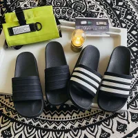 QiaoYiLuo New fashion striped Korean version couple slippers casual sandals and slippers fashion beach shoes student trend slippers men