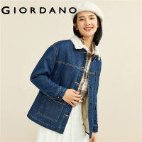 Giordano ผู้หญิง แกะเสื้อแจ็คเก็ต เสื้อแจ็คเก็ตเท็ดดี้ กำมะหยี่ หลายกระเป๋า แจ็คเก็ตยีนส์หลวม Free Shipping 05371680