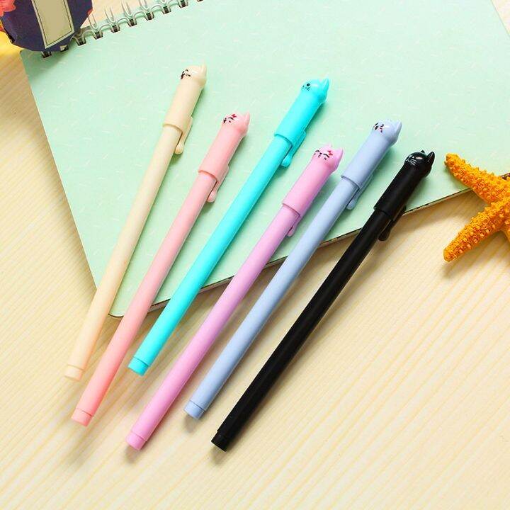 Cute Kawaii Tail Meow Cat 0.5mm Black Gel Ink Pen Roller Fine Ball ...