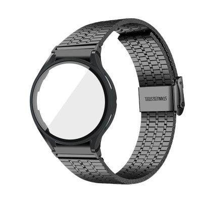 เคส + ไม่มีช่องว่างสำหรับ Samsung Galaxy Watch 4 5 40มม. 44มม. สายเหล็กสแตนเลสสำหรับ Galaxy Watch 5 Pro 45Mm สายนาฬิกาข้อมือ CarterFa