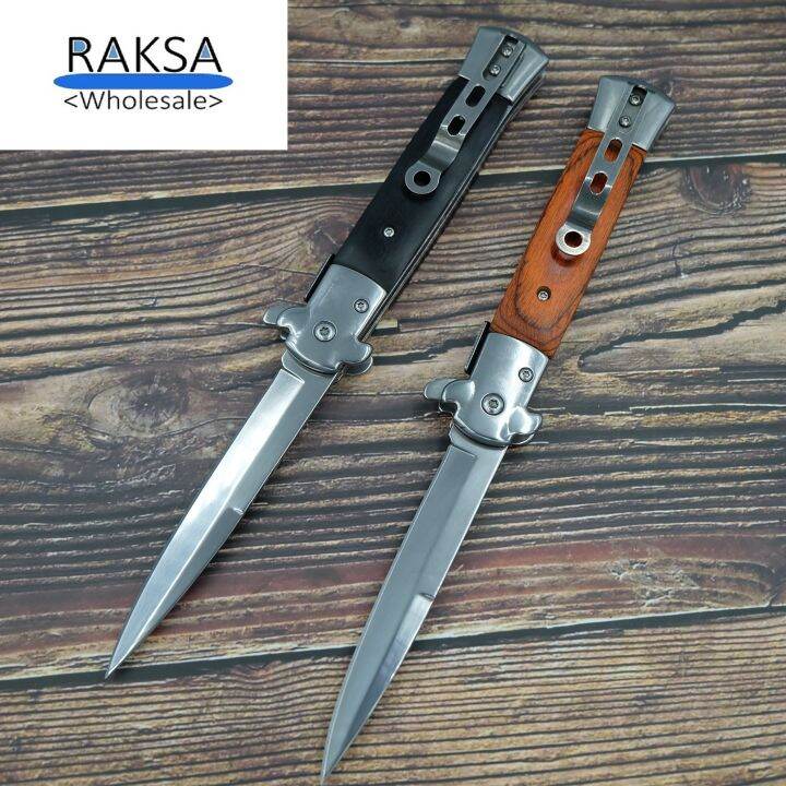 raksa-wholesale-nb024-black-brown-มีดพับ-มีดพก-มีดเดินป่า-italian-knives-italian-stiletto-knife-folding-knife-3cr13-ขนาด-22-5cm-มีที่เหน็บ