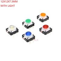 5PCS 5 color 12X12x7.3mm 4PIN dip TACT push button switch with light led Micro key power tactile switches 12x12x7.3 12x12x7.3MM