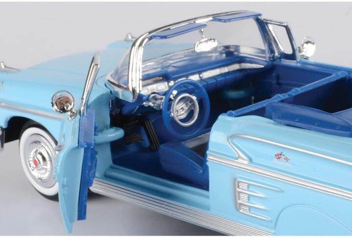 โมเดลรถคลาสสิค-motor-max-no-73200ac-1958-chevy-impala-รุ่น-blue-elegant-อัตราส่วน-1-24-จำลองเหมือนจริง-ผลิตจากโลหะผสม-diecast-model