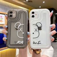 KIKI Air cushion Soft phone case For iPhone 14 14plus 14pro 14promax 13 13pro 13promax Cartoon simple XX Bear Print High quality 12 12pro 12promax 11 11promax Shock-proof transparency x xr xsmax 7+ 7plus Black White