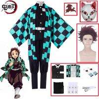 Anime Tanjirou Kamado Cosplay Demon Slayers Kimetsu No Yaiba Cosplay Costume Wig Mask Kimono Cloak Halloween Uniform Adult Kids