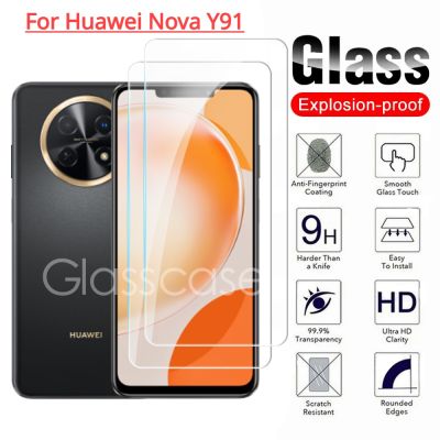 1-2ชิ้นแก้วป้องกันสำหรับ Huawei Nova Y91 Y70 Y90บวก NovaY90 NovaY91 4กรัม2023 9ชั่วโมงปกป้องหน้าจอฟิล์มกันรอยด้านหน้าฟิล์มกระจกป้องกันกระจกเทมเปอร์