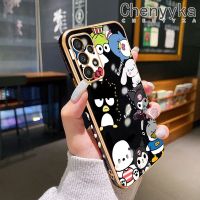 Chenyyyka A33ปลอกสำหรับ Samsung 5G A53 5G A73 5G M53 M33 5G เคส Sanrio ครอบครัวขอบสี่เหลี่ยมเคสมือถือดีไซน์ใหม่บางรูปแบบการชุบเคสฝาปิดเลนส์เต็มรูปแบบกล้องปกป้อง Softcase กันกระแทก