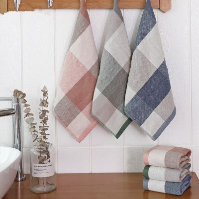 34x34cm Square Cotton Gauze Lattice Grid Absorbent Home Bathroom Adult Face Towel