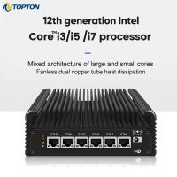 คลีฟแลนด์12th Gen Alder Lake 2.5G Router Intel I7 1265U I5 1235U 6x Intel I226-V Fanless คอมพิวเตอร์ขนาดเล็กไฟร์วอลล์ Proxmox